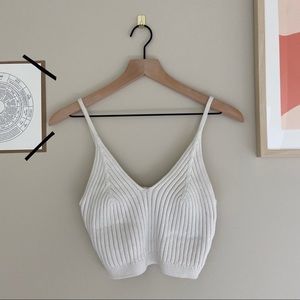 Free People Knitted Cropped Tank - White